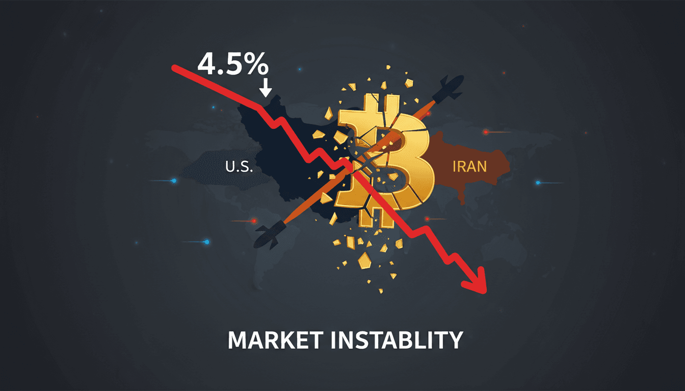 Bitcoin price chart showing recent declines amid geopolitical tensions