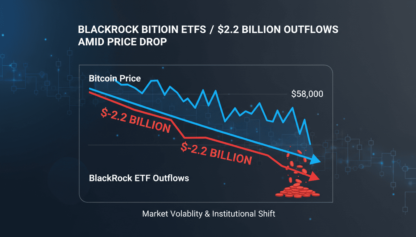 Graph showing BlackRock Bitcoin ETF outflows and Bitcoin price trends.