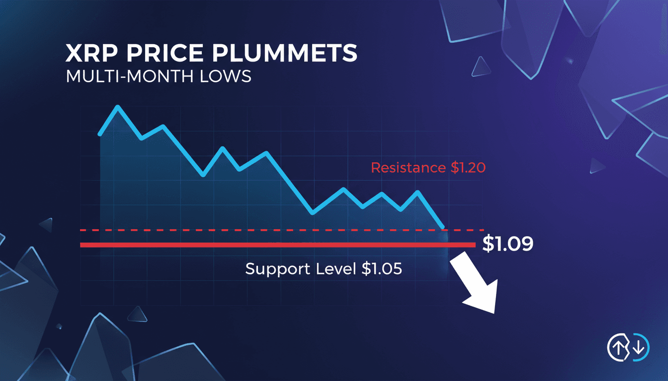 Graph showing XRP price decline and key support levels