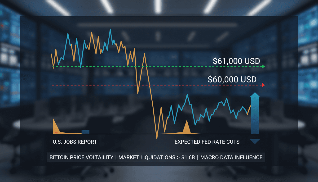 Bitcoin price chart showing fluctuations after U.S. jobs report