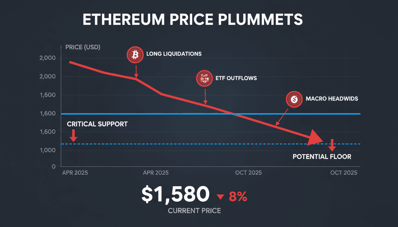 Ethereum's price drops below $1,600 amid market selloff
