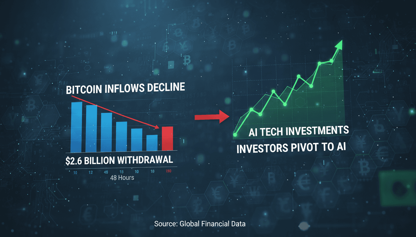 Bitcoin inflows decline as investors focus on AI technologies