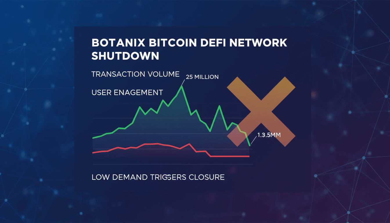 Botanix Bitcoin DeFi Network logo with a shutdown announcement.