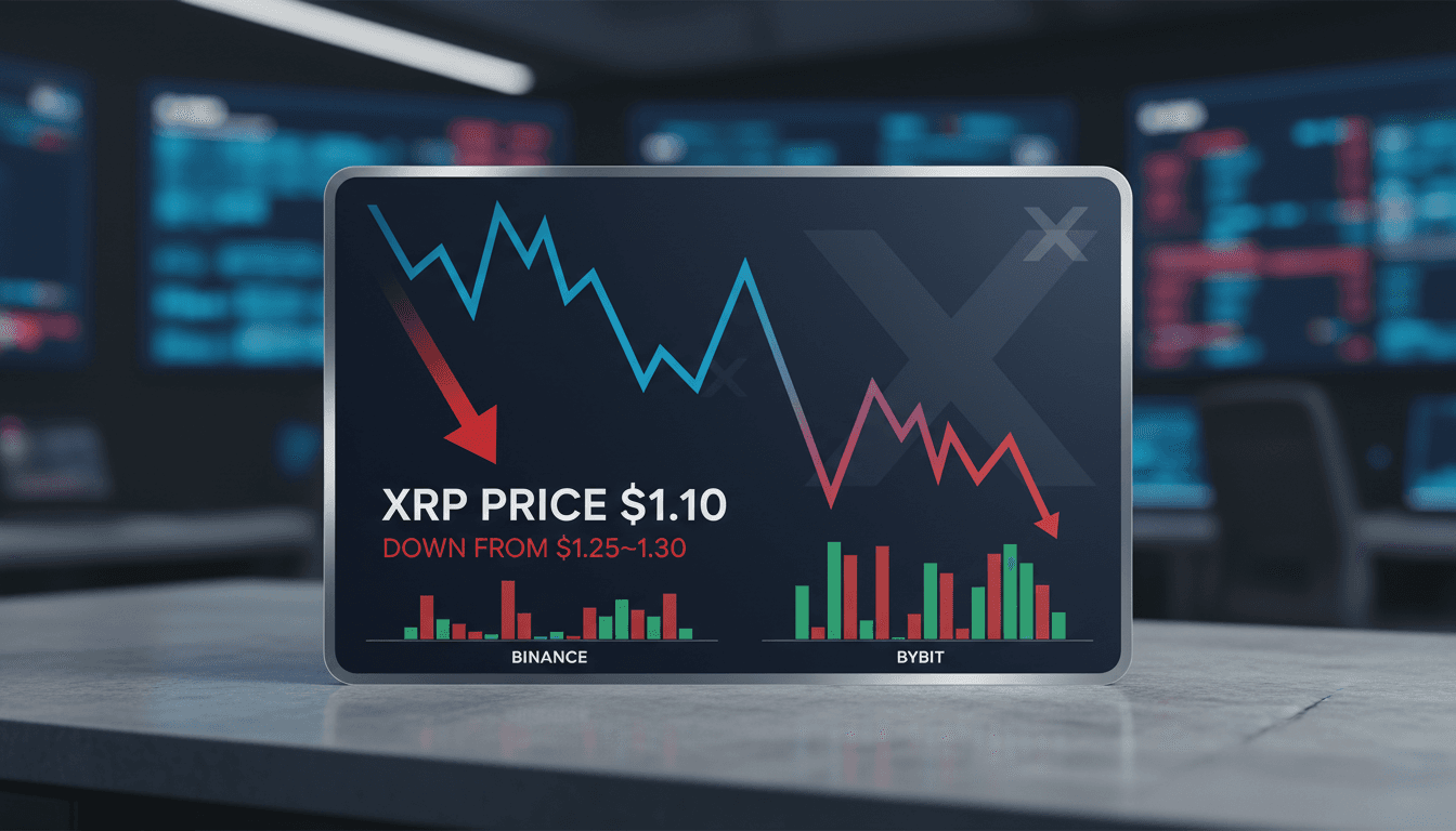 XRP price chart showing recent decline and trading volume trends