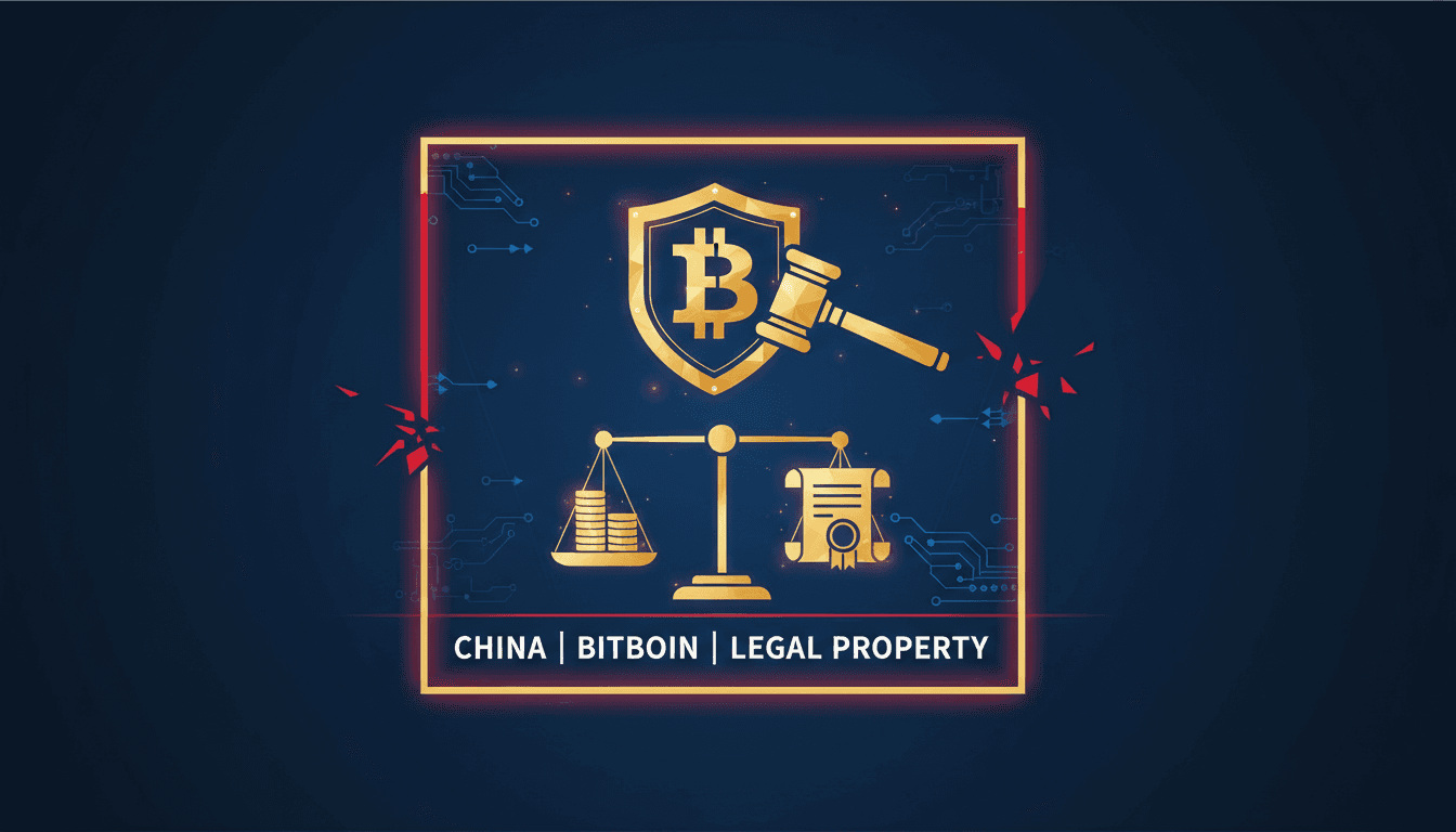 A visual representation of Bitcoin as legally protected property in China.