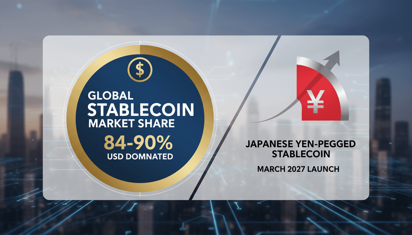 Conceptual image of Japan's financial institutions collaborating on a digital currency initiative.