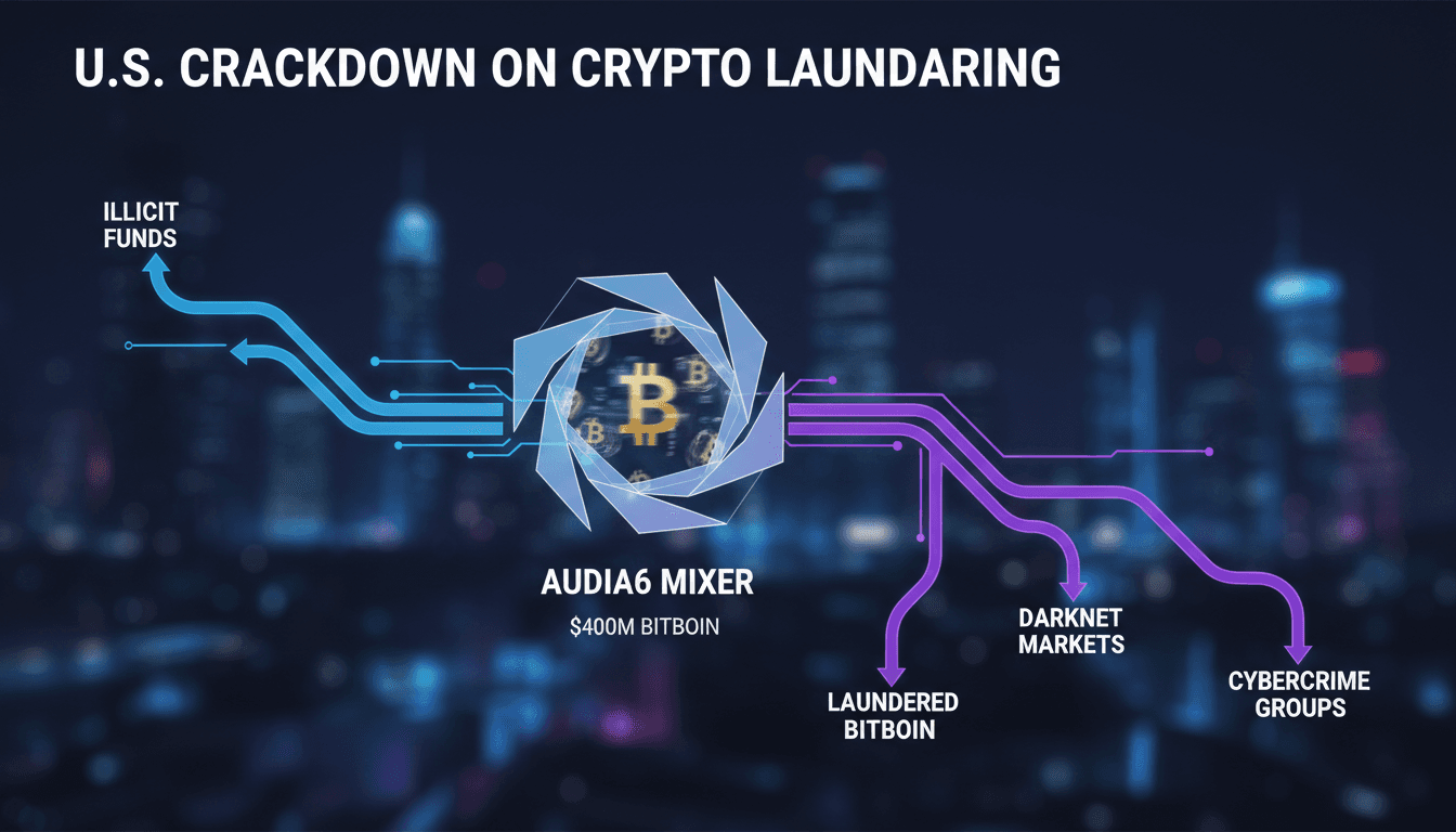 Illustration of cryptocurrency laundering and regulatory impact
