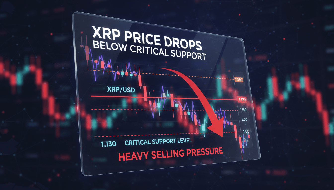 XRP price chart showing recent decline and support levels