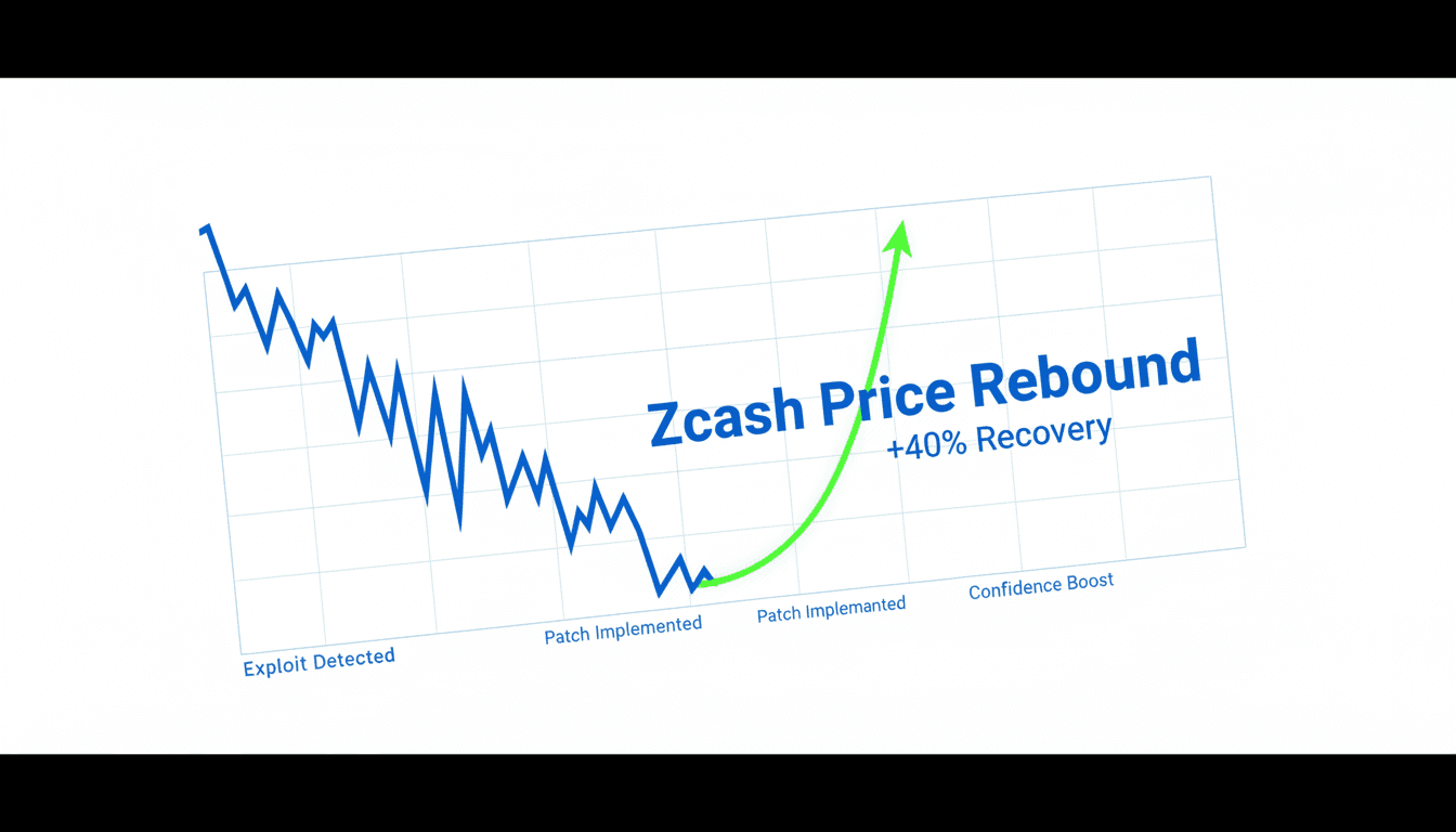 Zcash cryptocurrency price chart showing rebound after crash