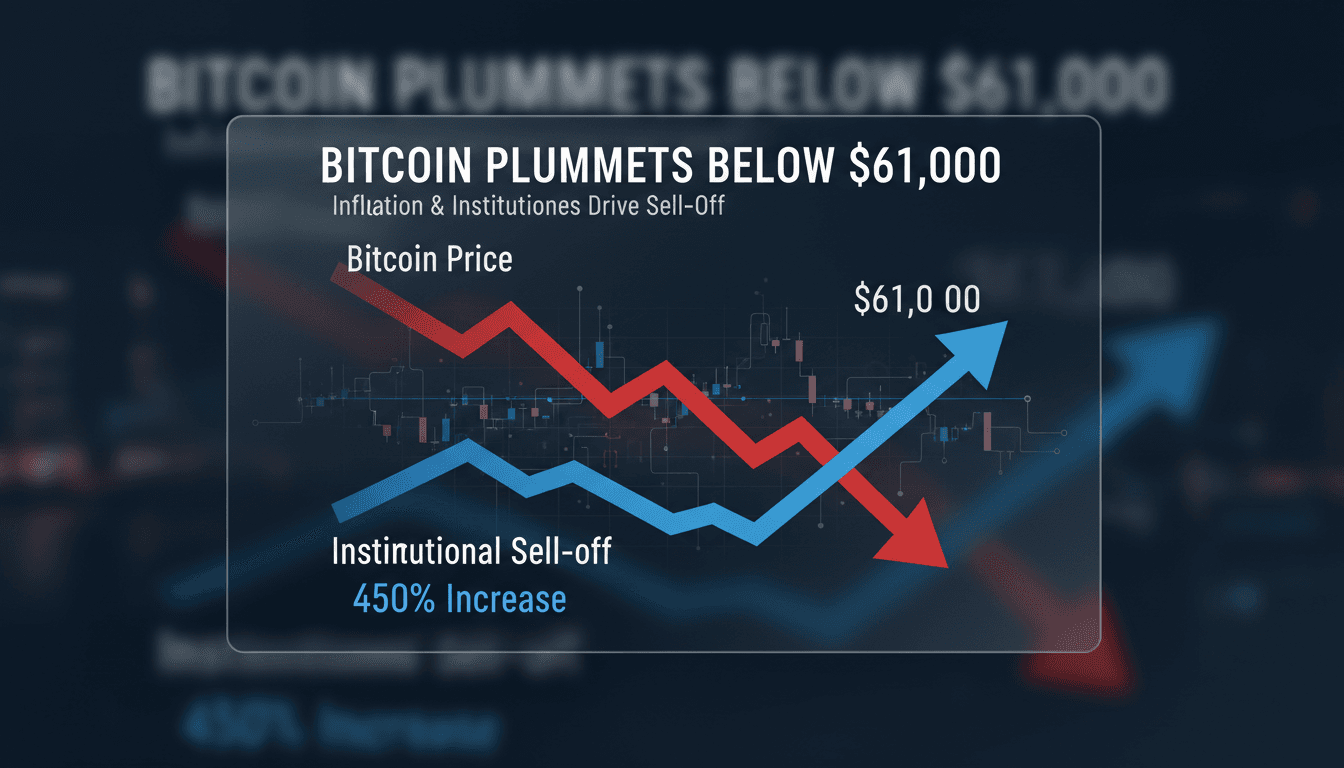 Bitcoin price chart showing recent decline below $61,000