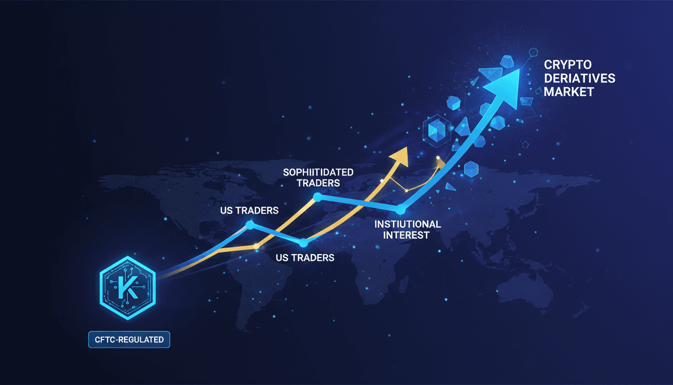 Kraken logo with a backdrop of cryptocurrency market trends