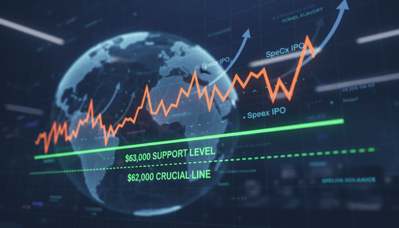 Bitcoin price chart showing stabilization above $63,000