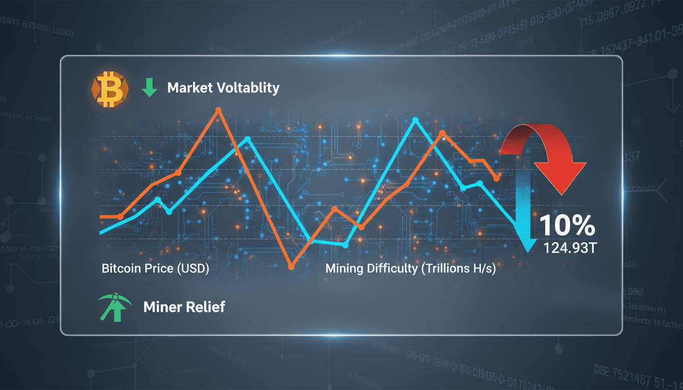Bitcoin mining difficulty graph showing recent adjustments