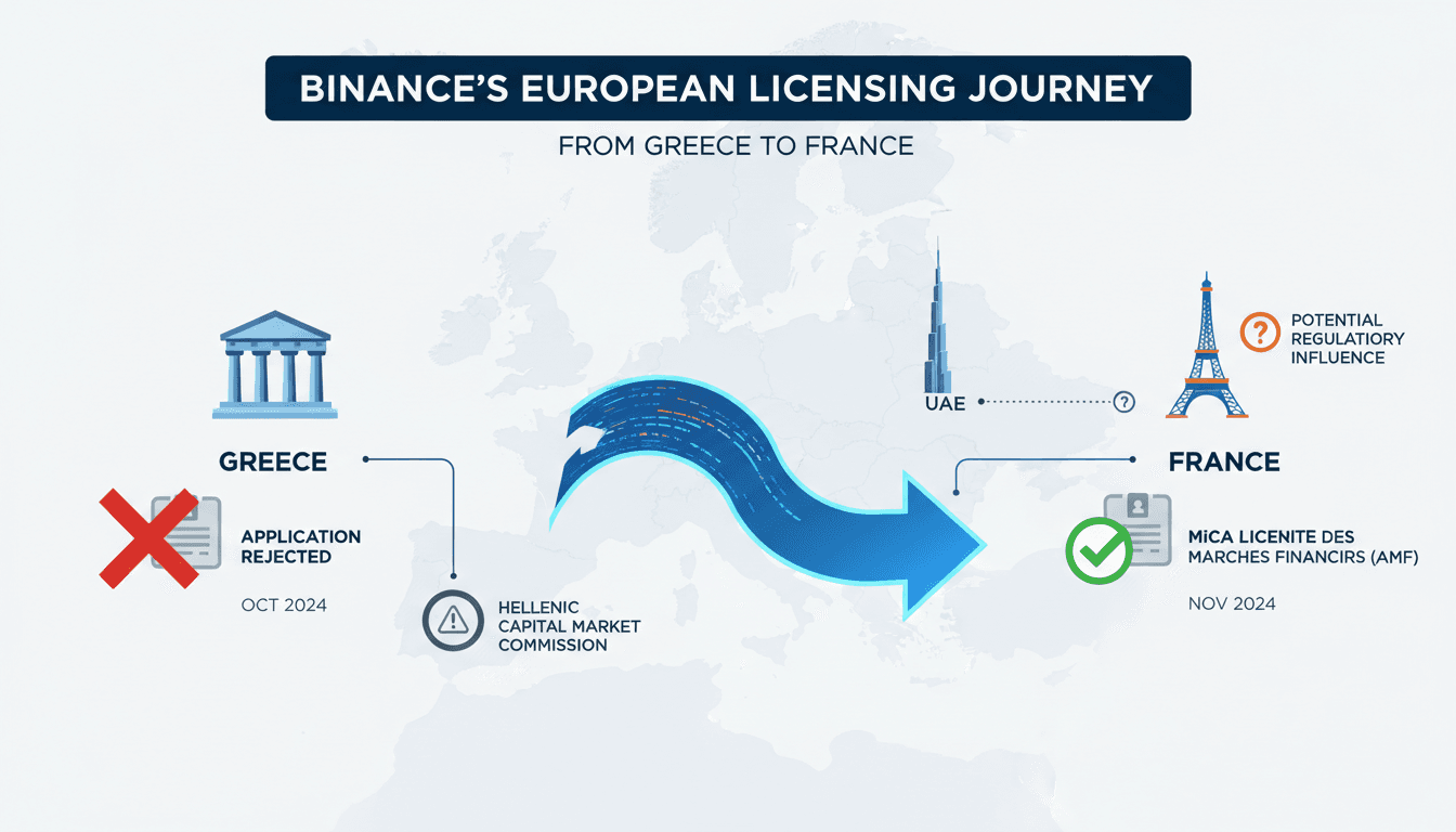 Binance Seeks MiCA License in France After Greek Application Rejection
