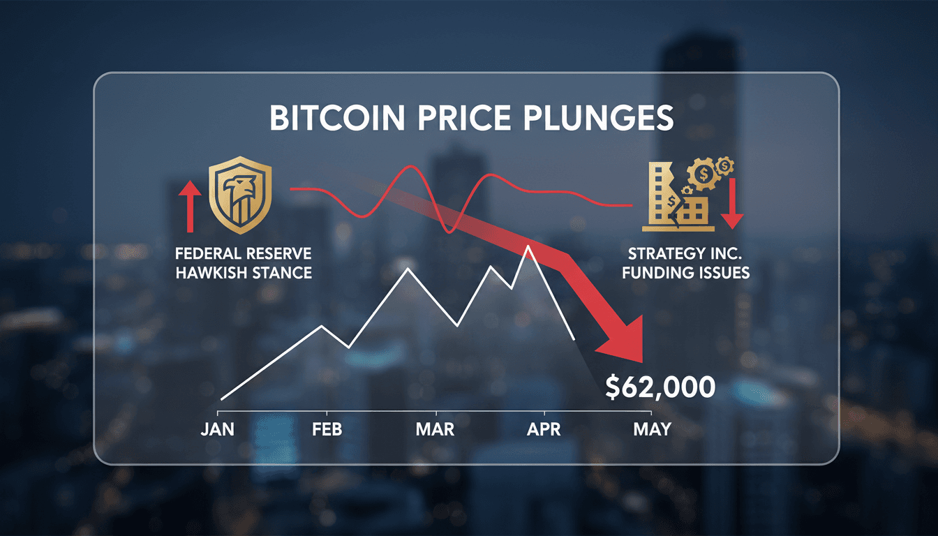 Bitcoin price chart showing decline amid Federal Reserve concerns