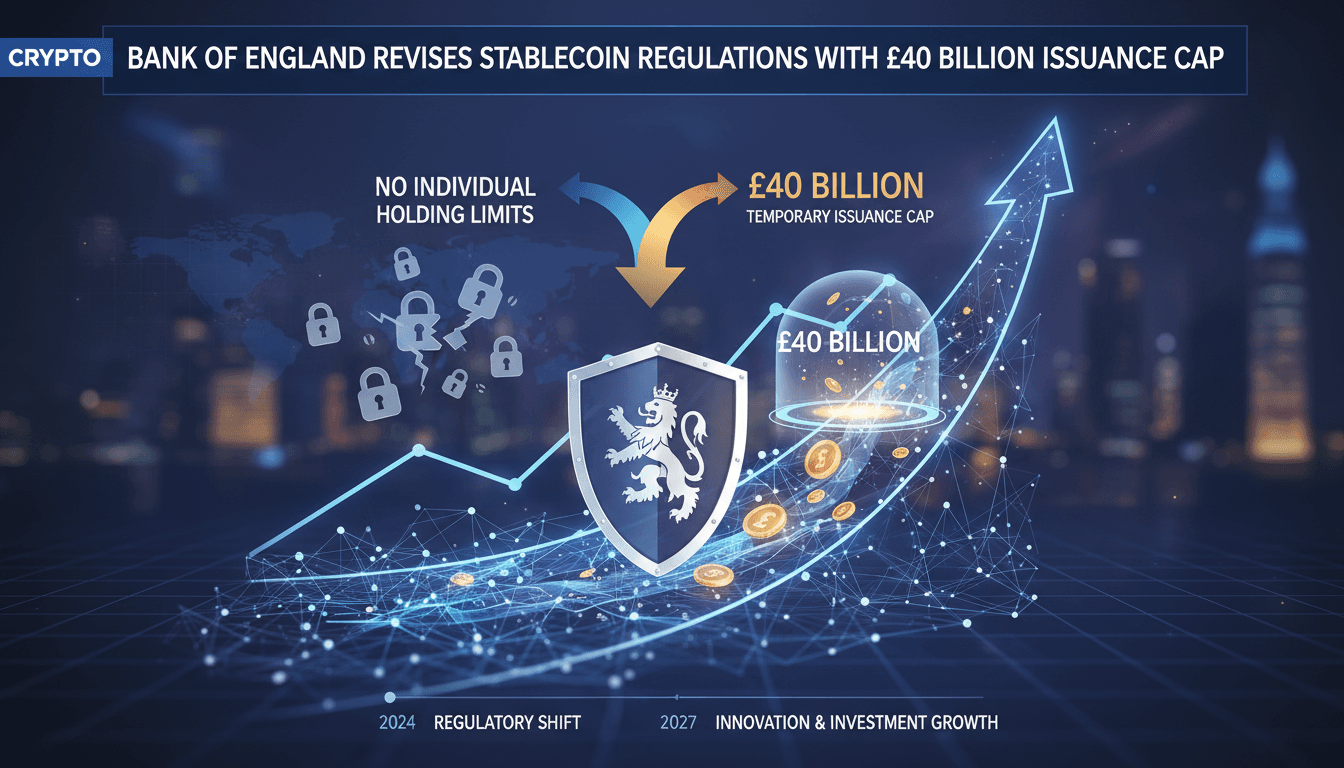 Infographic on Bank of England's stablecoin regulations and market impact