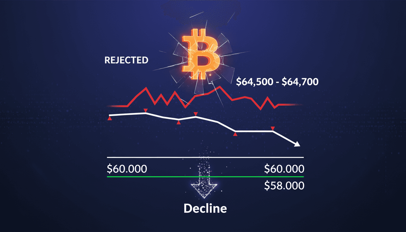 Bitcoin Faces Resistance at $64,500 as Analysts Predict Potential Declines