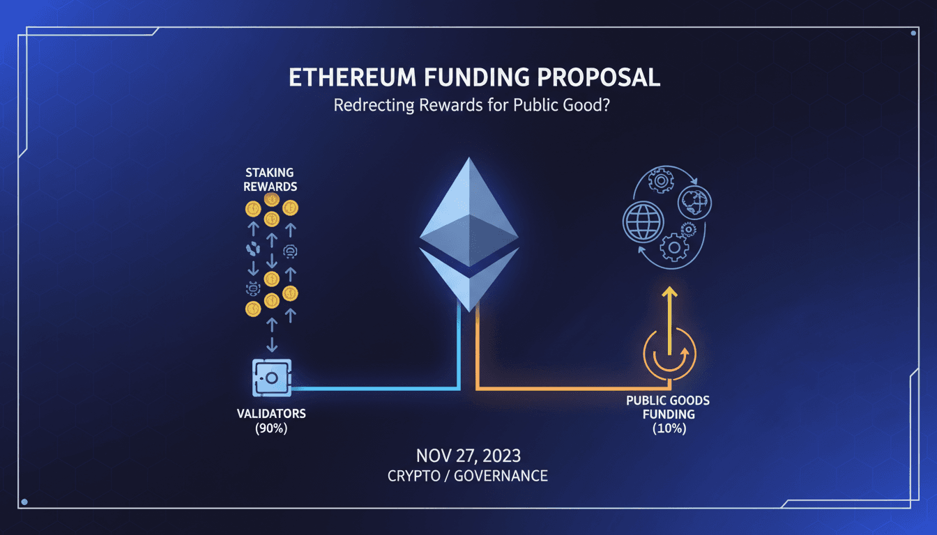 Ethereum validators discussing staking rewards and public goods funding proposal.
