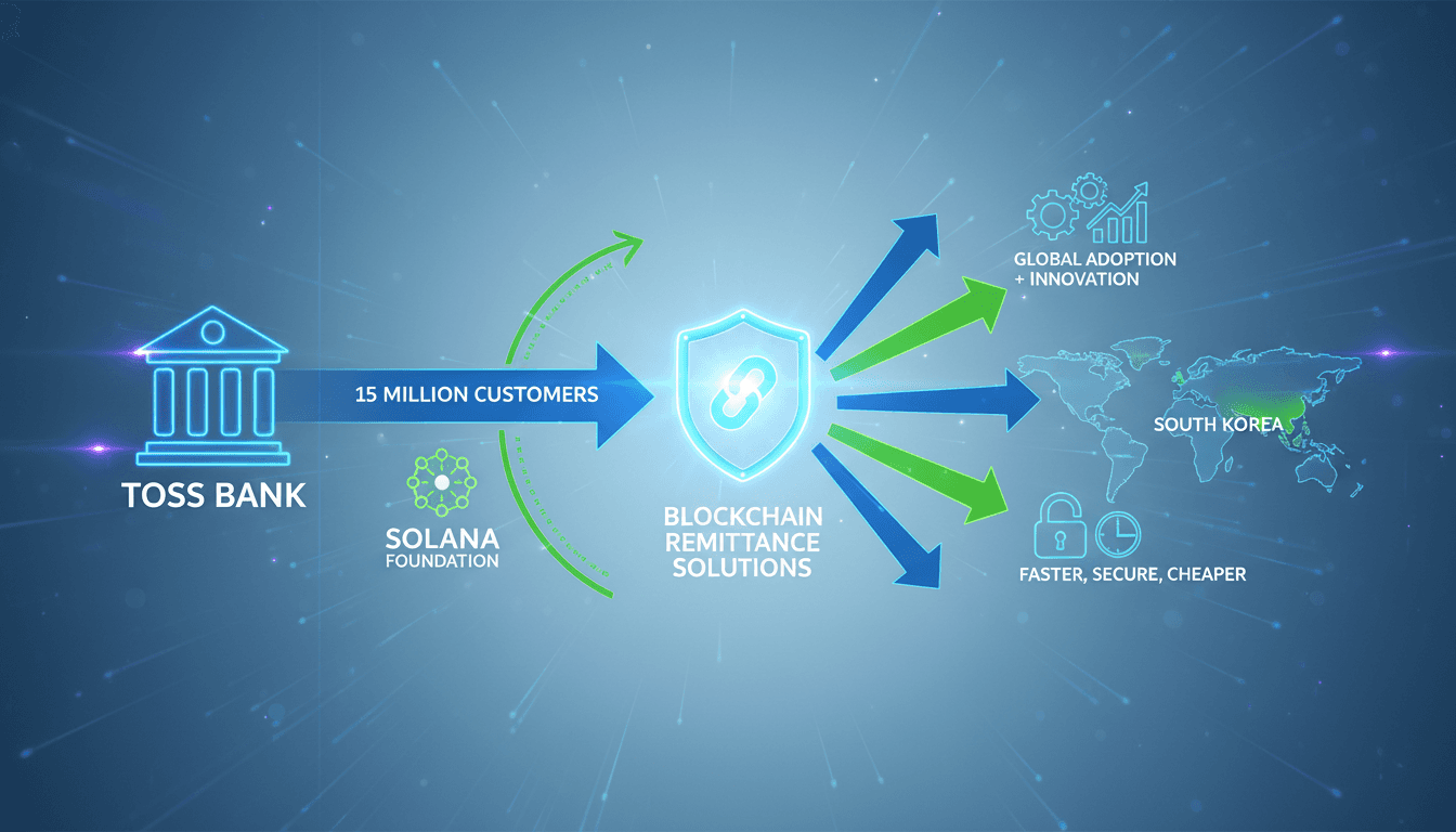 Toss Bank and Solana Foundation partnership announcement for blockchain remittance solutions.
