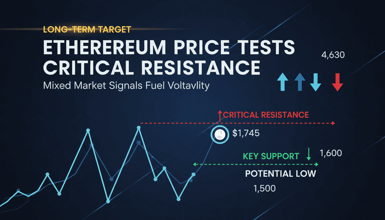 Ethereum price chart showing resistance and support levels.