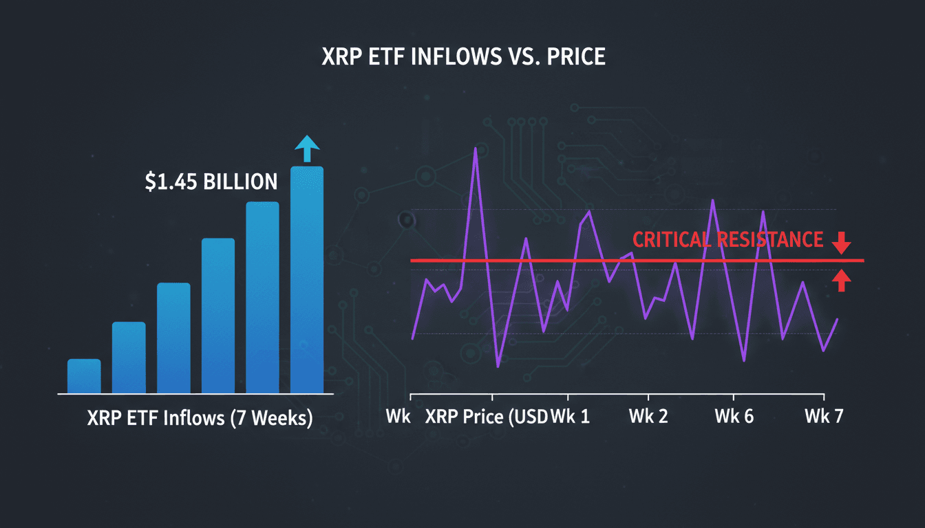 XRP ETF inflows reach $1.45 billion amid stagnant price action