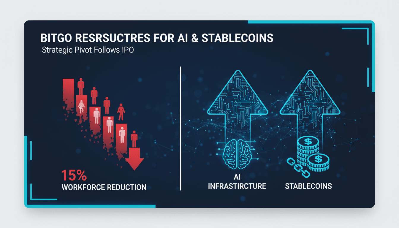 BitGo logo with a backdrop of cryptocurrency symbols and AI graphics.