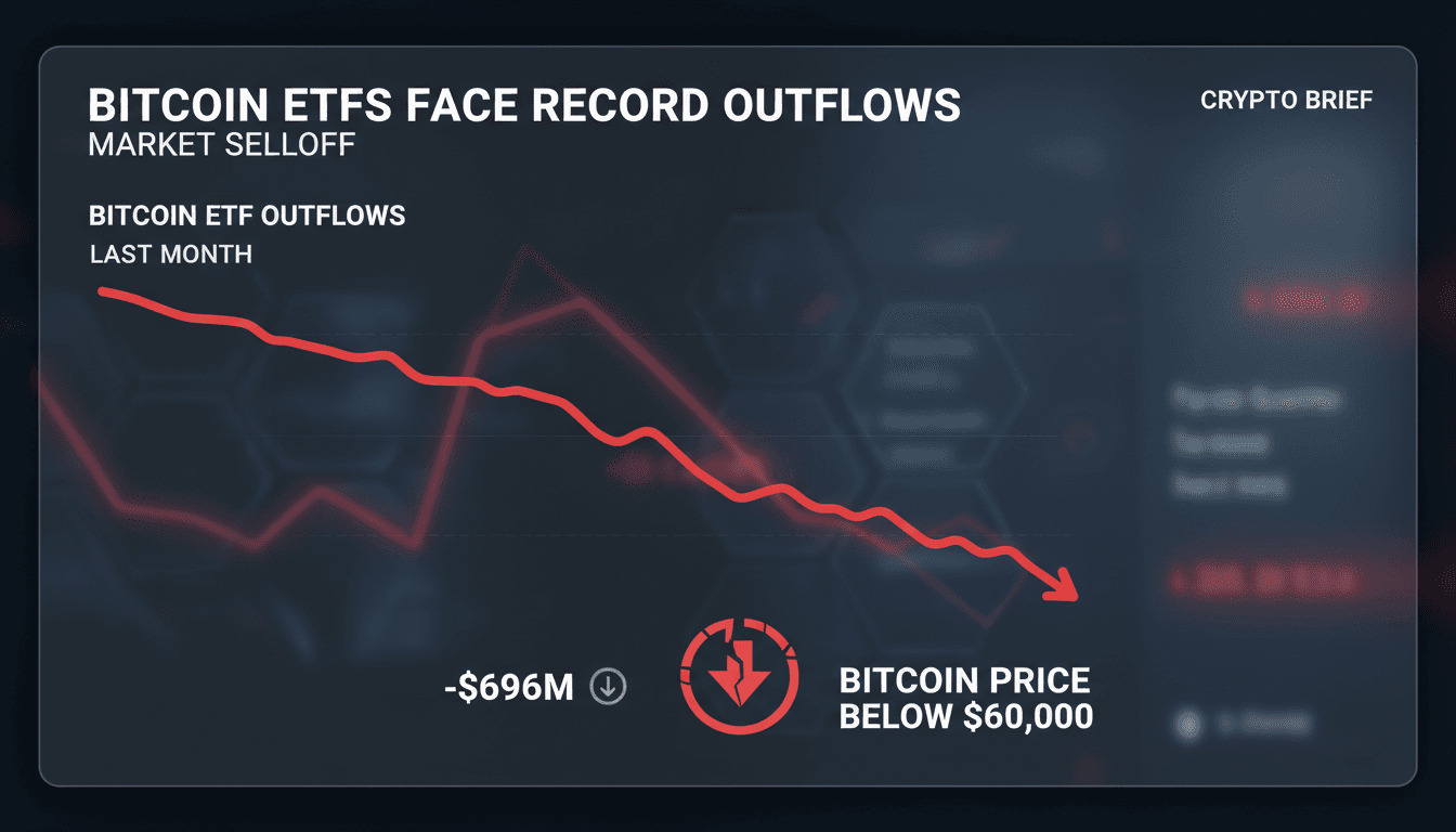 Graph showing Bitcoin ETF outflows and Bitcoin price trends.