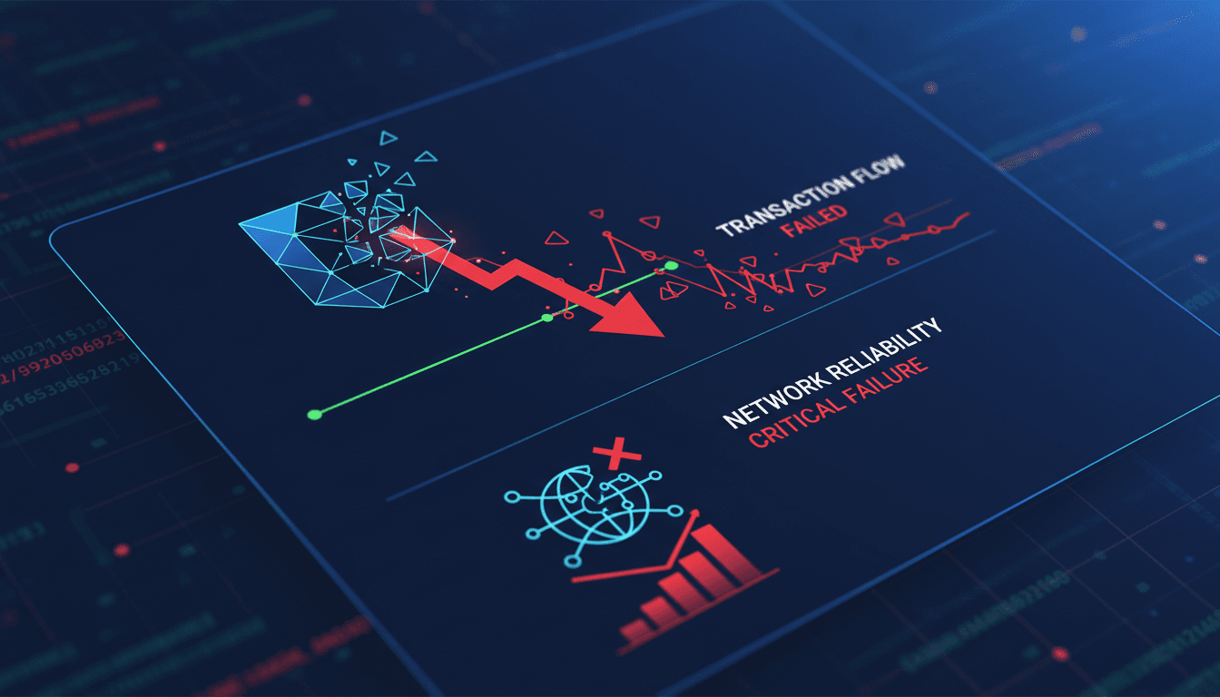 Illustration of Coinbase's Base network outage and its implications on blockchain reliability.