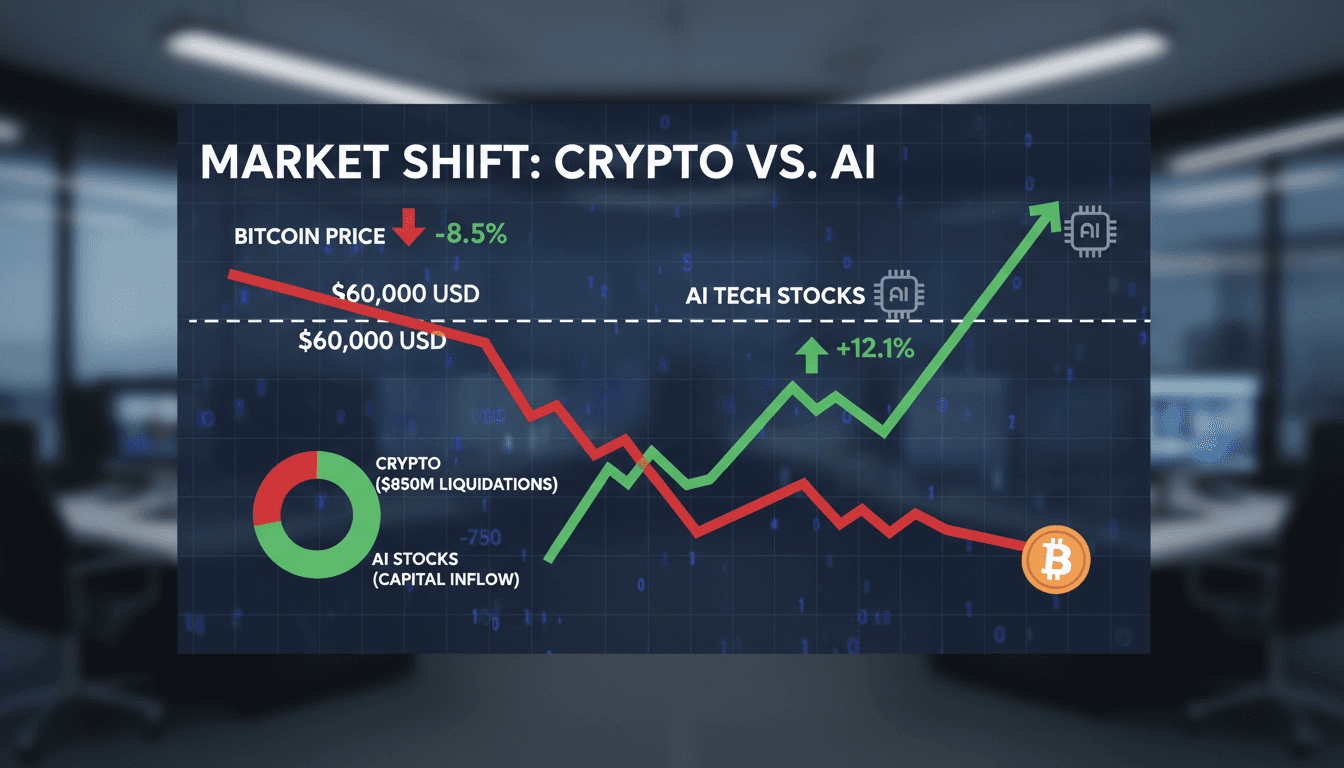 Bitcoin price chart showing recent decline below $60,000