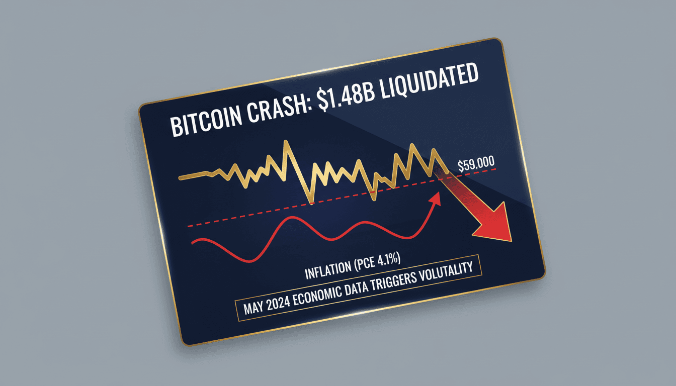 Bitcoin drops below $59,000 triggering $1.48 billion in liquidations