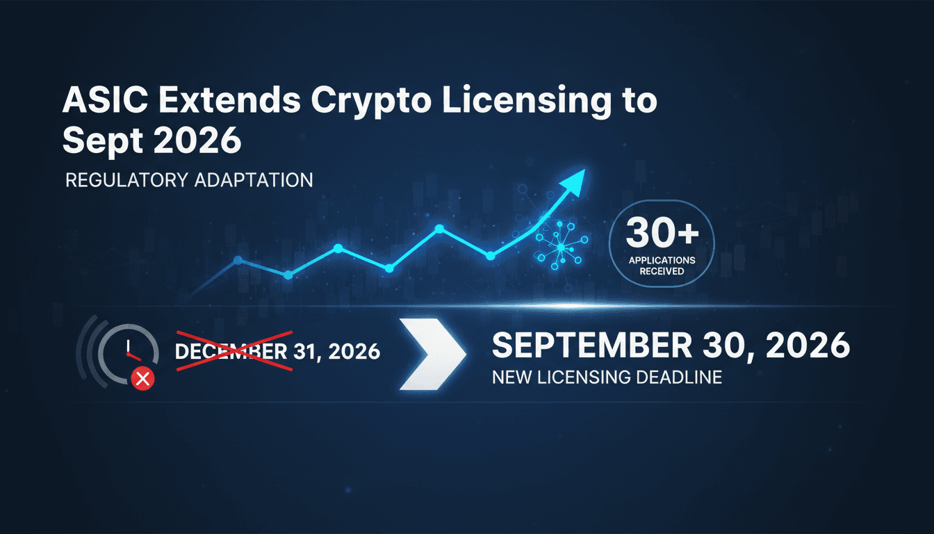 ASIC Extends Licensing Deadline for Crypto Firms to September 2026