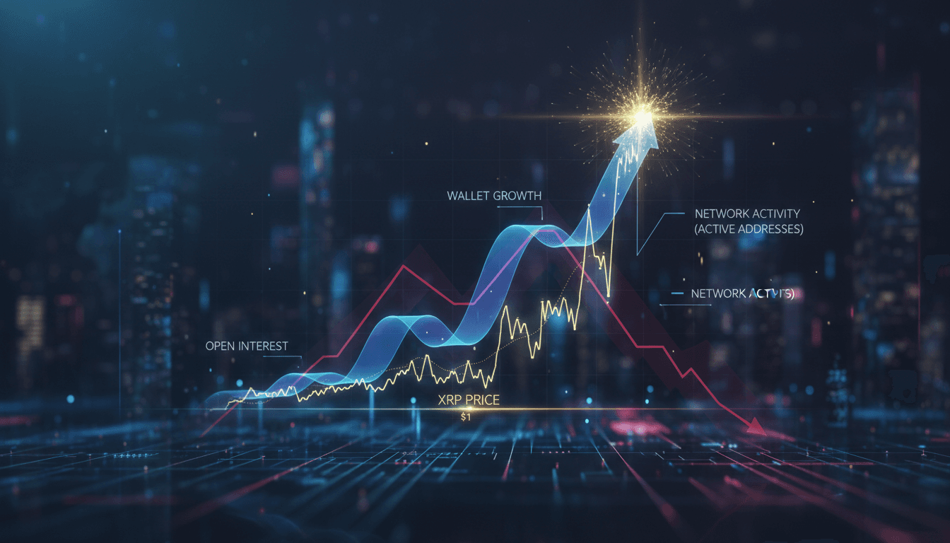 Chart showing XRP price stability and wallet growth trends.