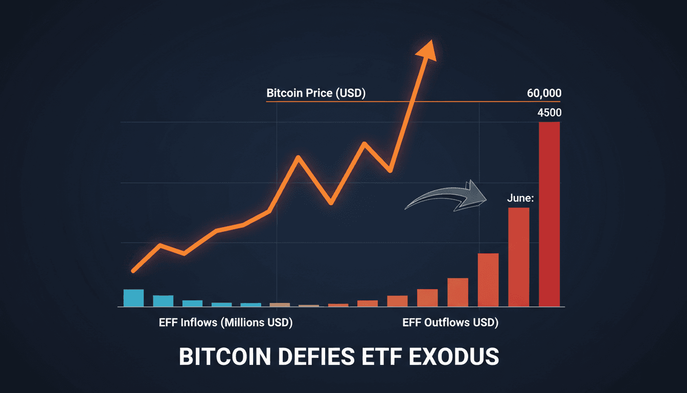 Bitcoin price chart showing recent trends and ETF outflows