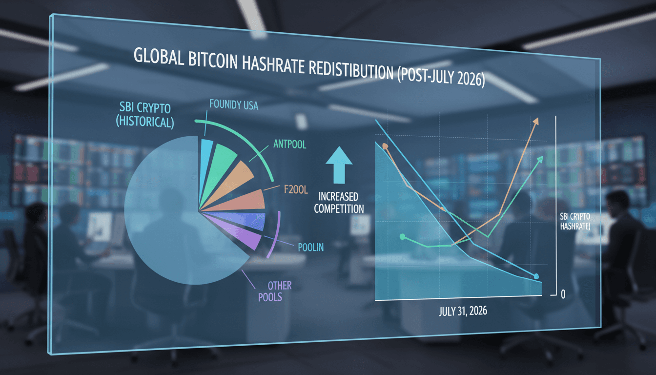 Graph showing Bitcoin mining pool hashrate distribution changes.