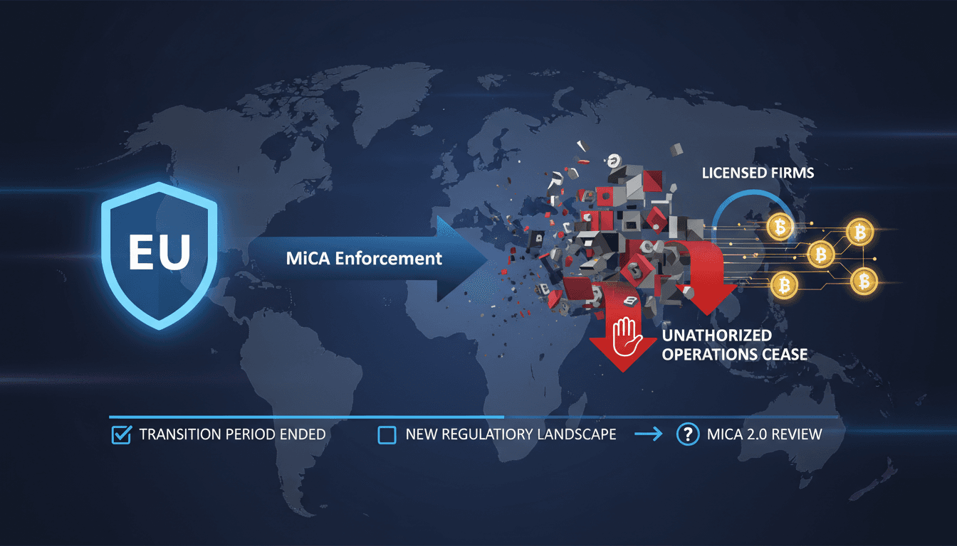 Illustration of the impact of MiCA regulation on the crypto market in Europe.