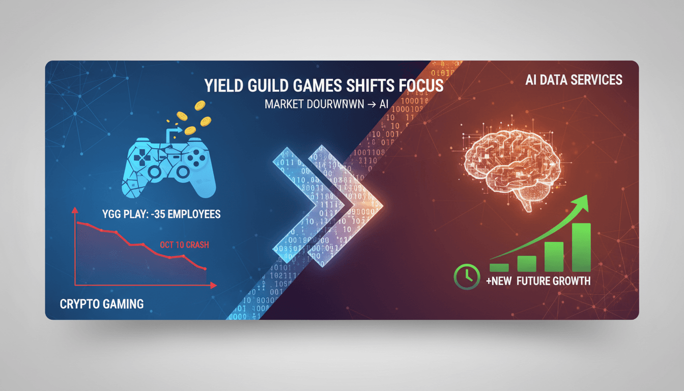 Yield Guild Games logo with a backdrop of crypto market trends