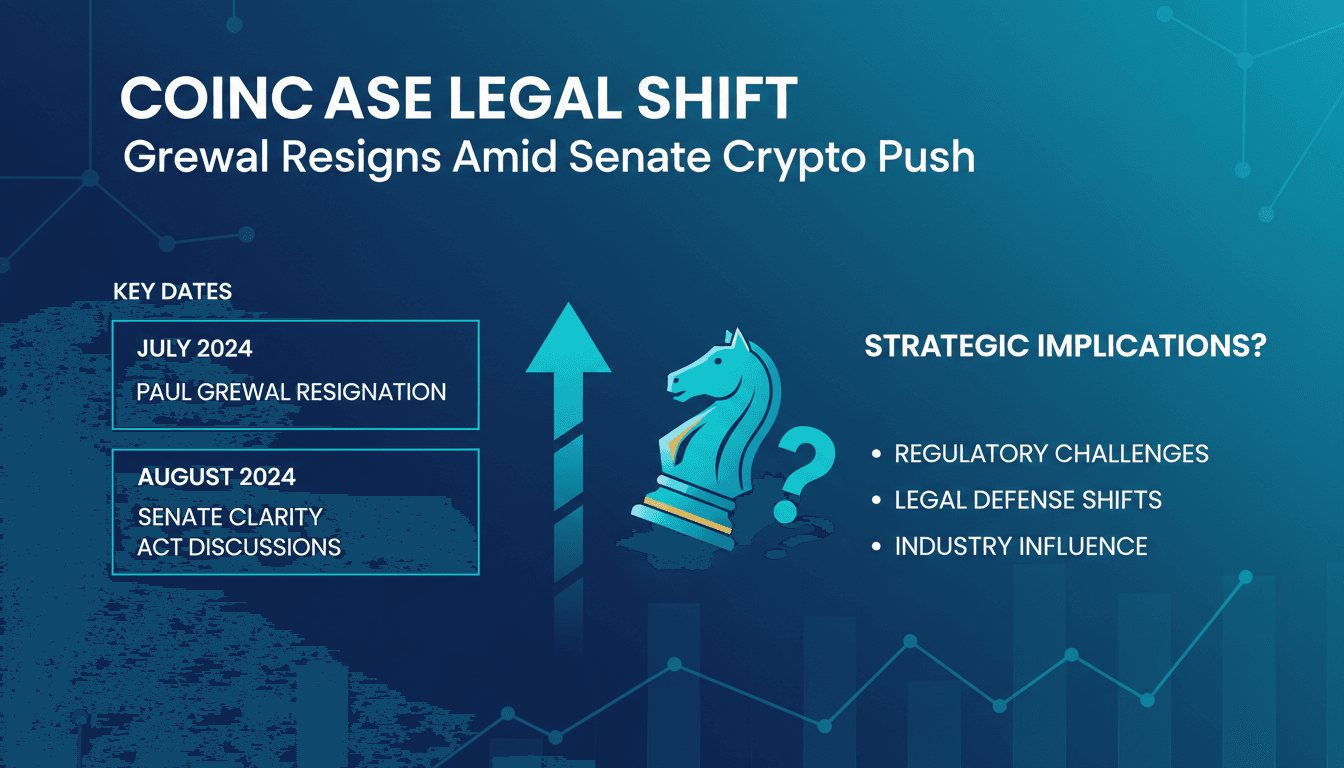 Paul Grewal resigns as Coinbase chief legal officer ahead of key Senate discussions.