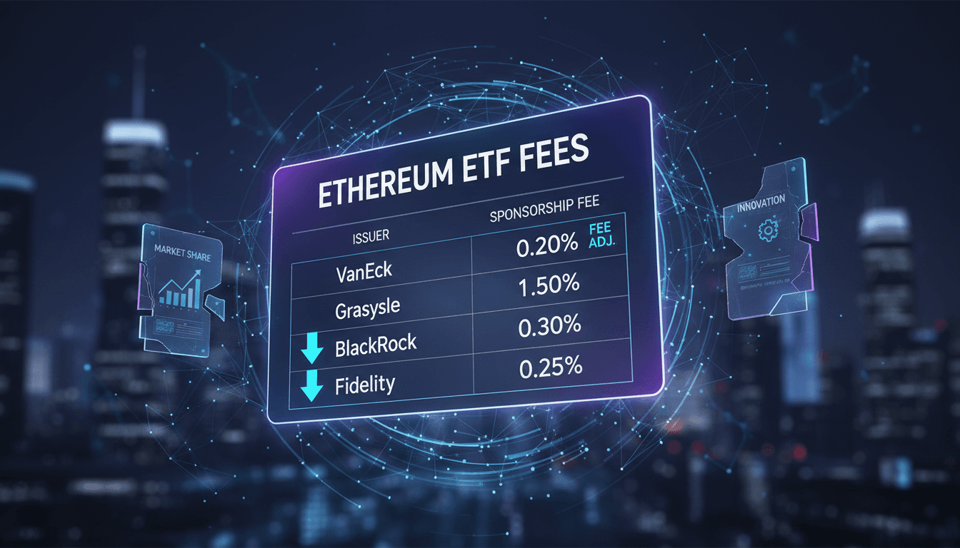Graph showing fee structures of Ethereum ETFs and competitive analysis.