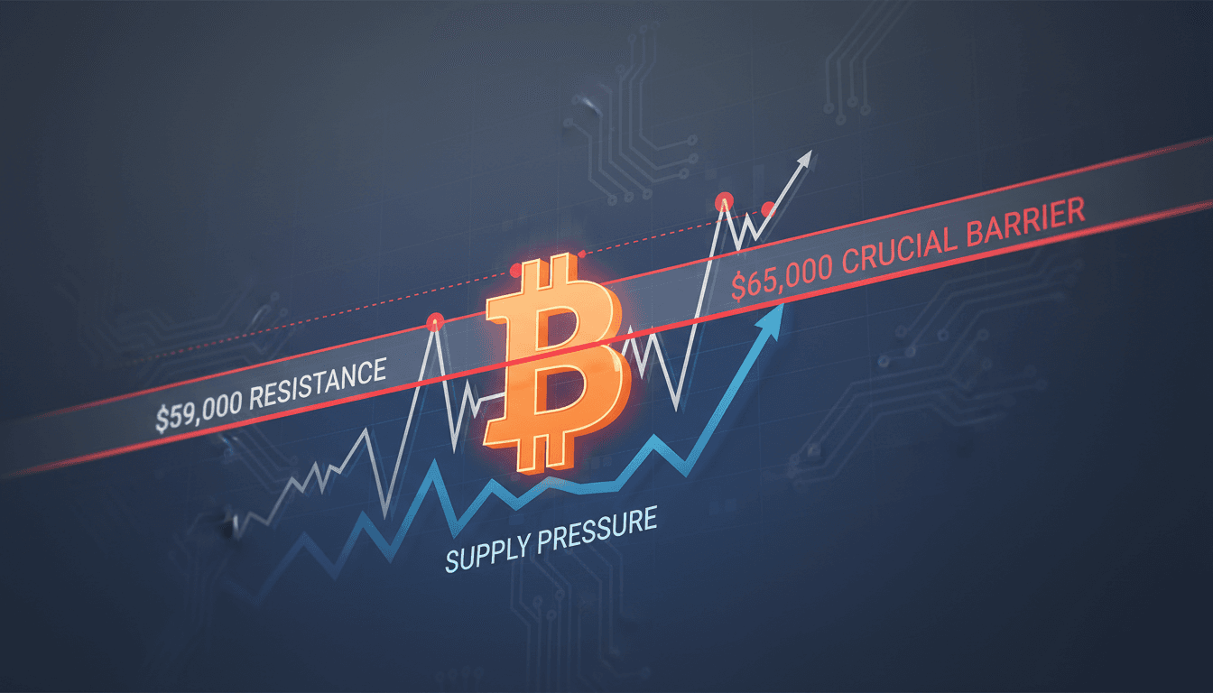 Bitcoin price chart showing resistance levels and fluctuations.