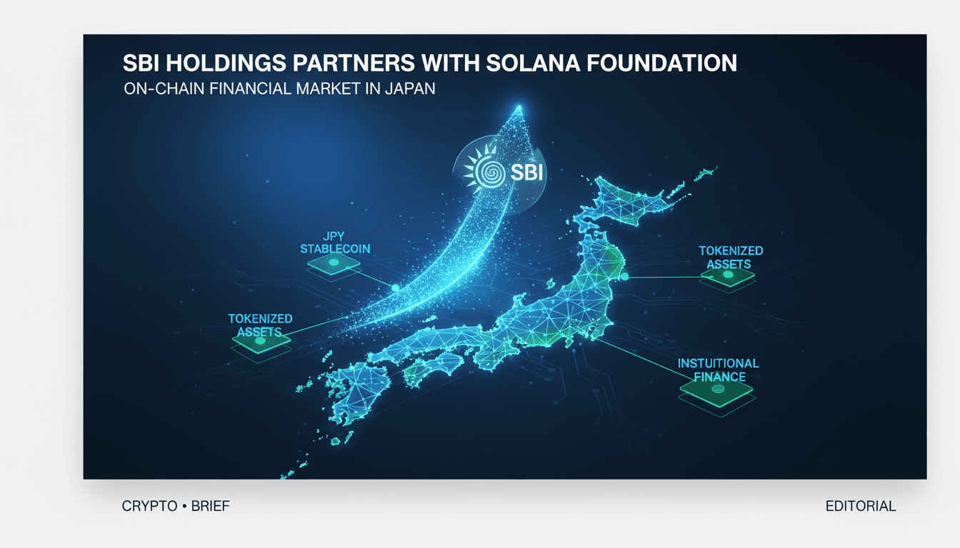 SBI Holdings and Solana Foundation partnership announcement for on-chain finance in Japan.