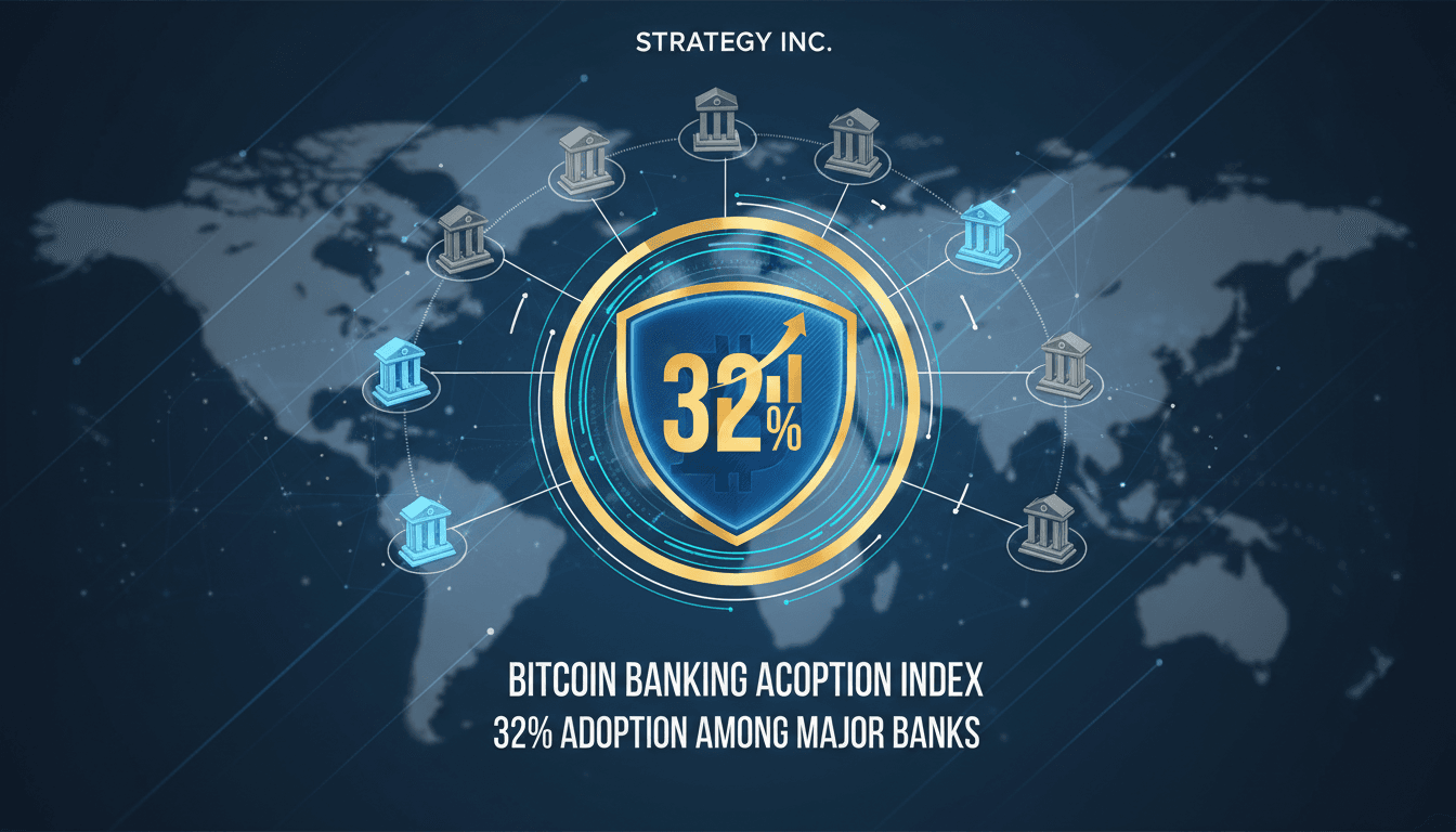 Infographic of Bitcoin Banking Adoption Index scores among major banks