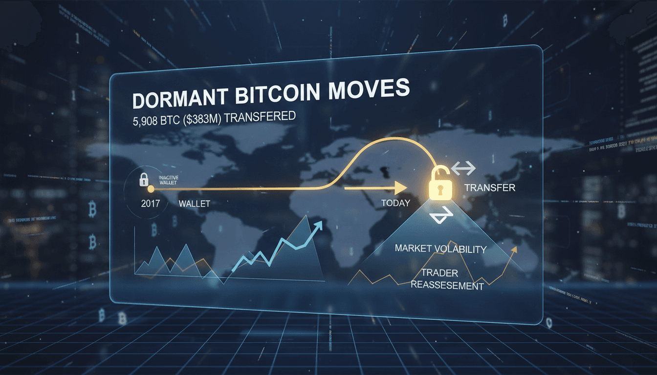Dormant Bitcoin wallet transfers 5,908 BTC valued at $383 million after eight years of inactivity