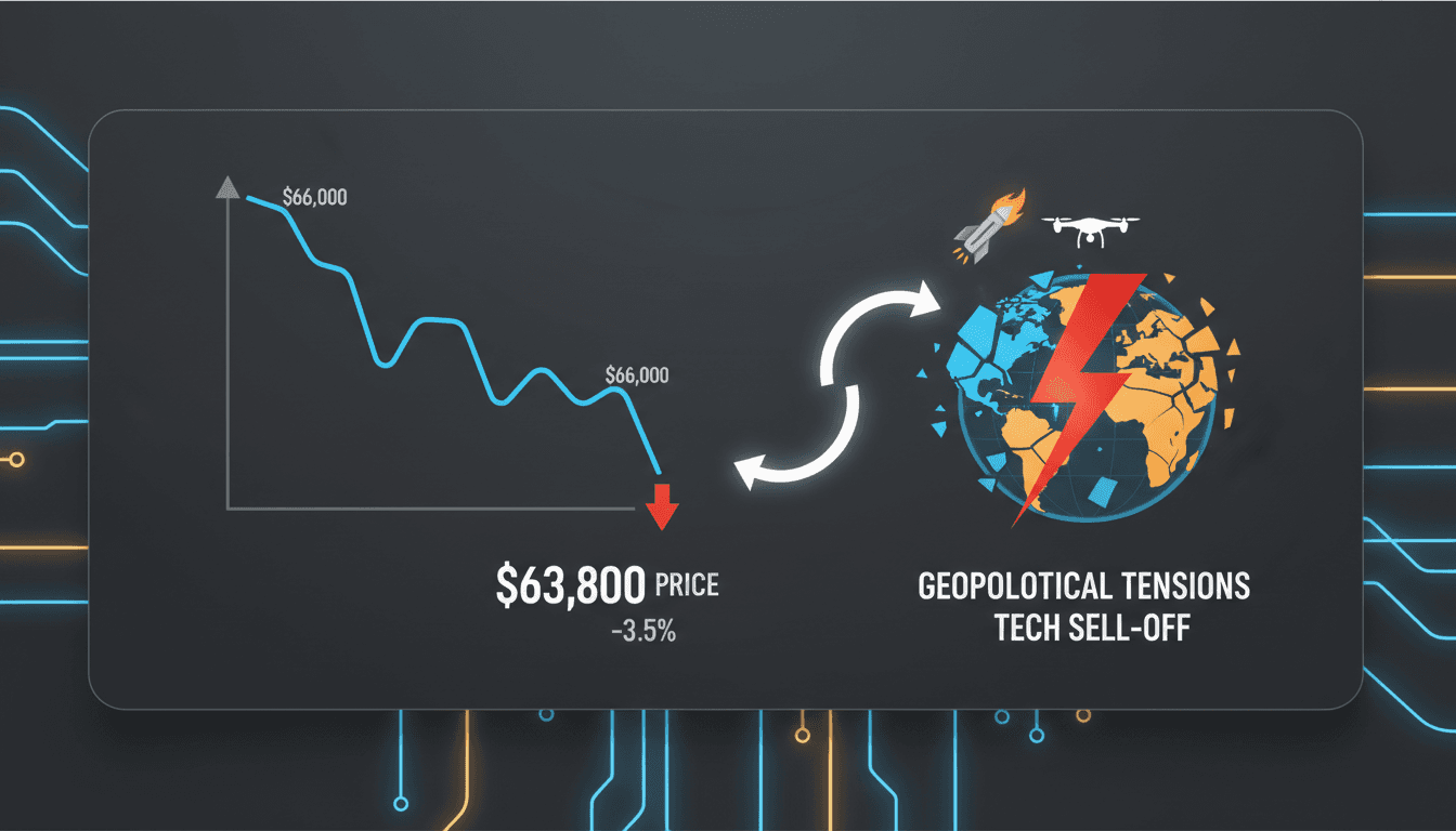 Bitcoin price chart showing recent decline below $64,000