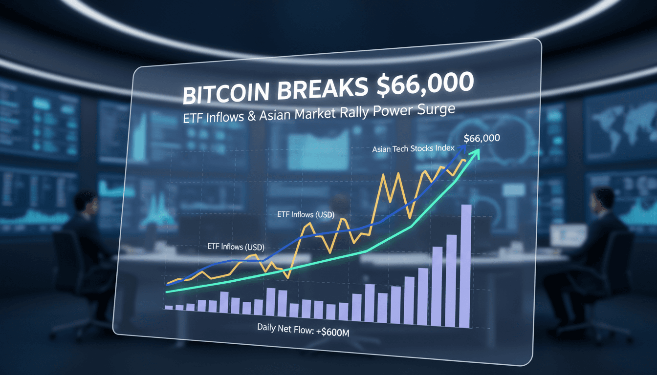 Bitcoin price chart showing recent surge and ETF inflows