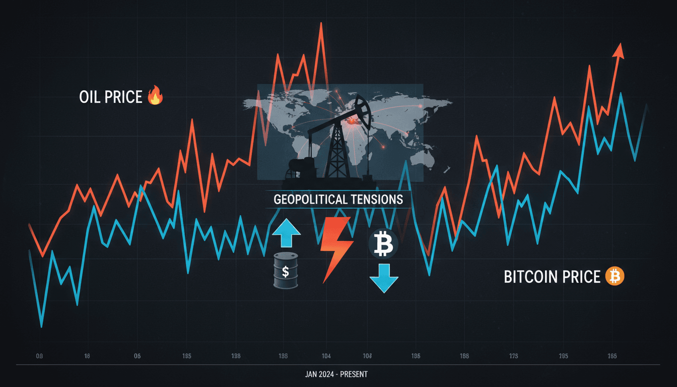Bitcoin price fluctuations linked to geopolitical tensions and oil prices