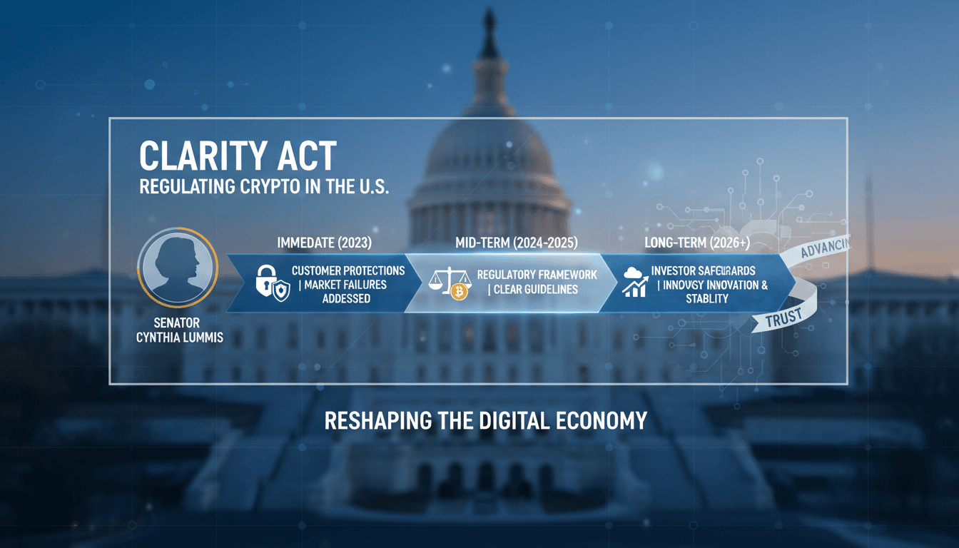 Senator Lummis discussing the CLARITY Act for cryptocurrency regulation.