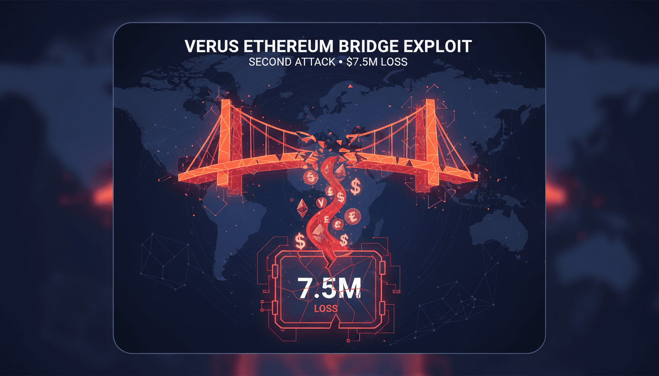 Visual representation of the Verus Ethereum Bridge security breach and financial impact.