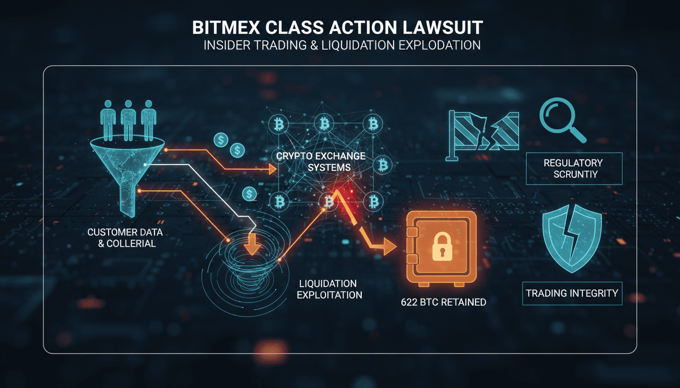 BitMEX logo with a gavel symbolizing legal action