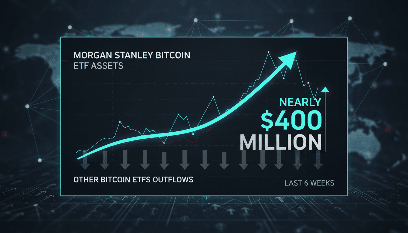 Graph showing the growth of Morgan Stanley's Bitcoin ETF assets.