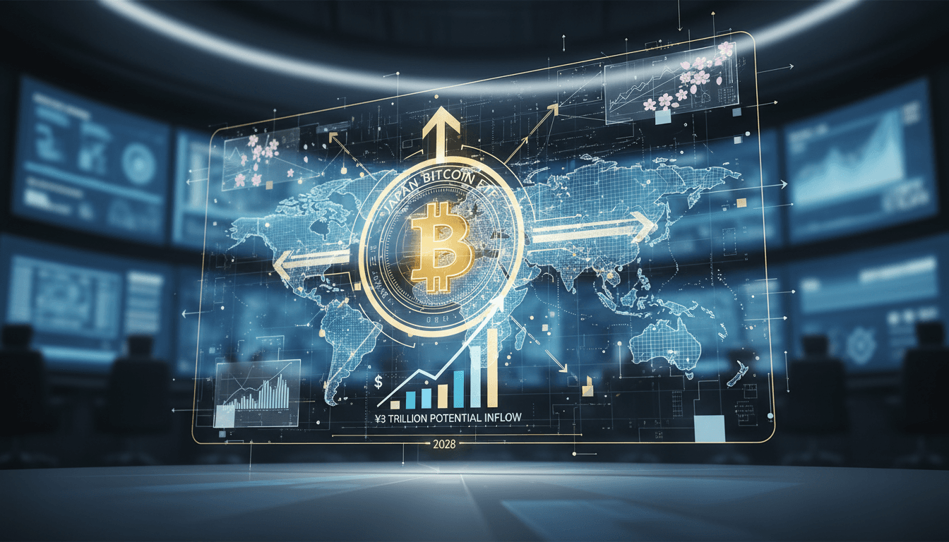 Conceptual image of Bitcoin with Japanese yen symbols representing investment potential.